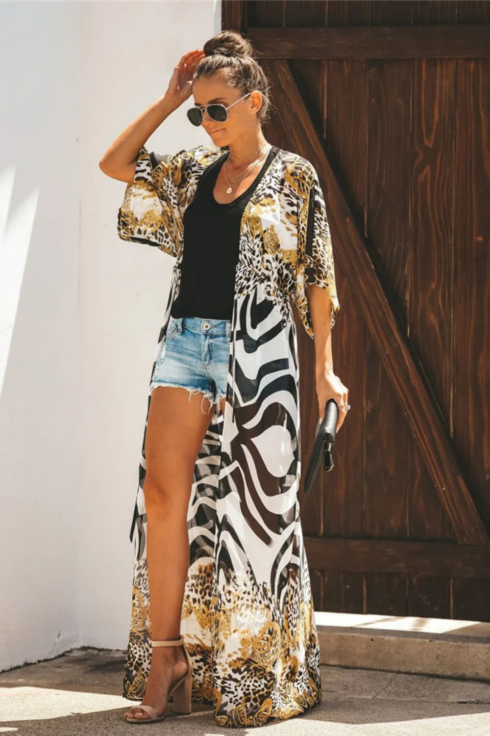 Open Front Leopard Cover-Up - Velora Luxury Fashion