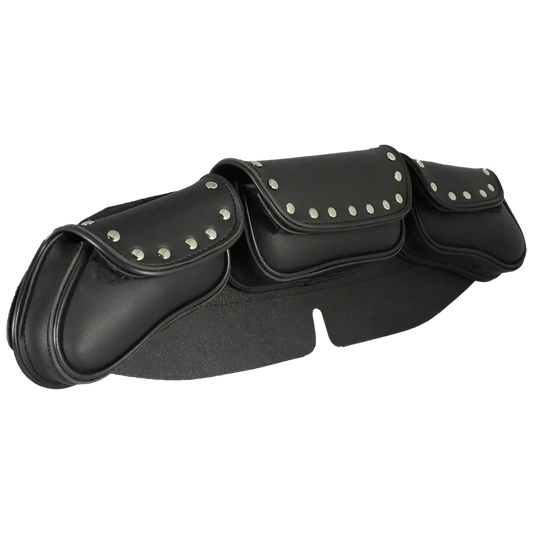 Open Road Chrome Stud Curved PVC Windshield Bag - Velora Luxury Fashion