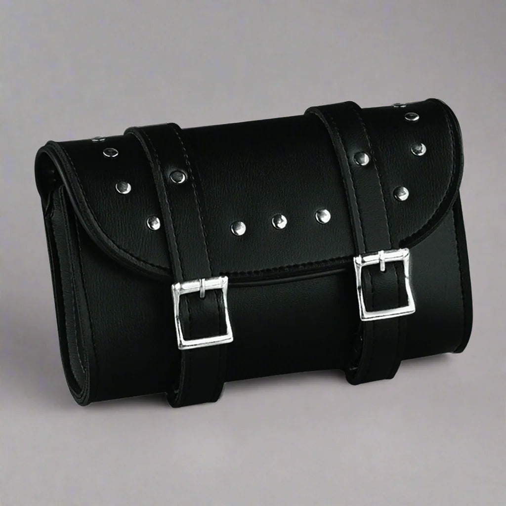 Open Road Chrome Studded PVC Tool Bag - Velora Luxury Fashion