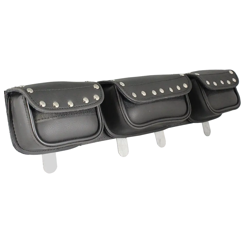 Open Road Chrome Studded Straight PVC Windshield Bag - Velora Luxury Fashion