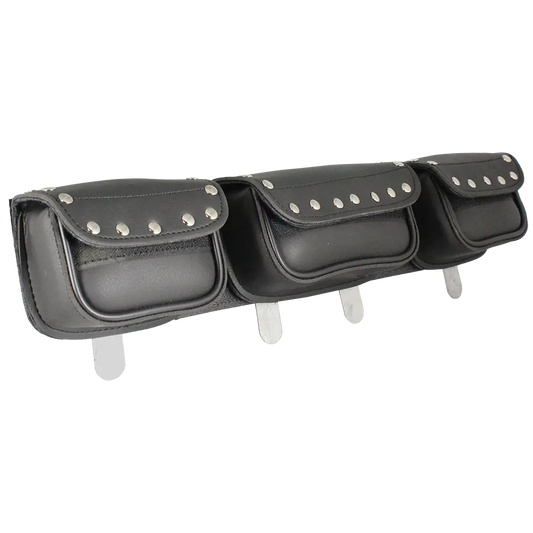 Open Road Chrome Studded Straight PVC Windshield Bag - Velora Luxury Fashion