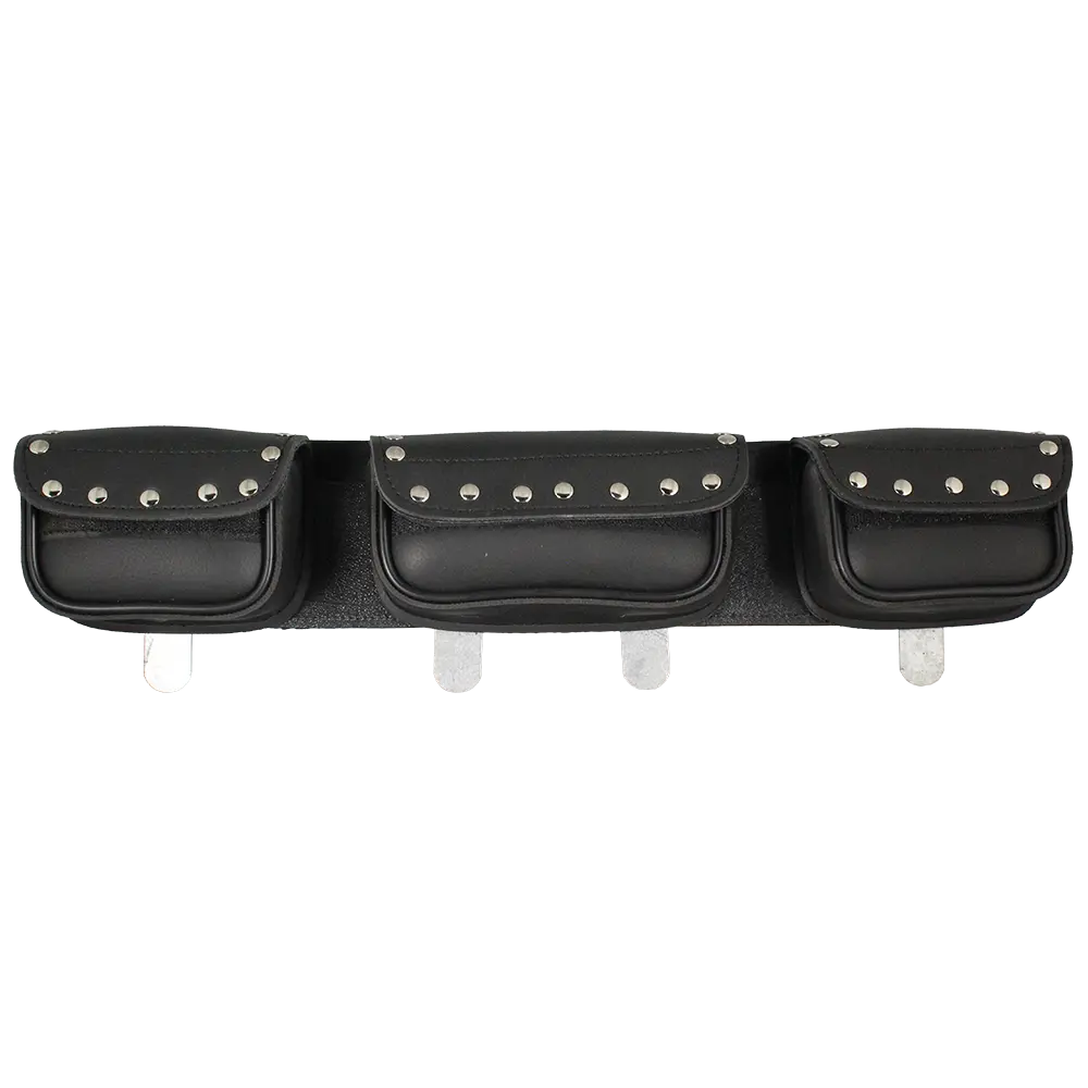 Open Road Chrome Studded Straight PVC Windshield Bag - Velora Luxury Fashion