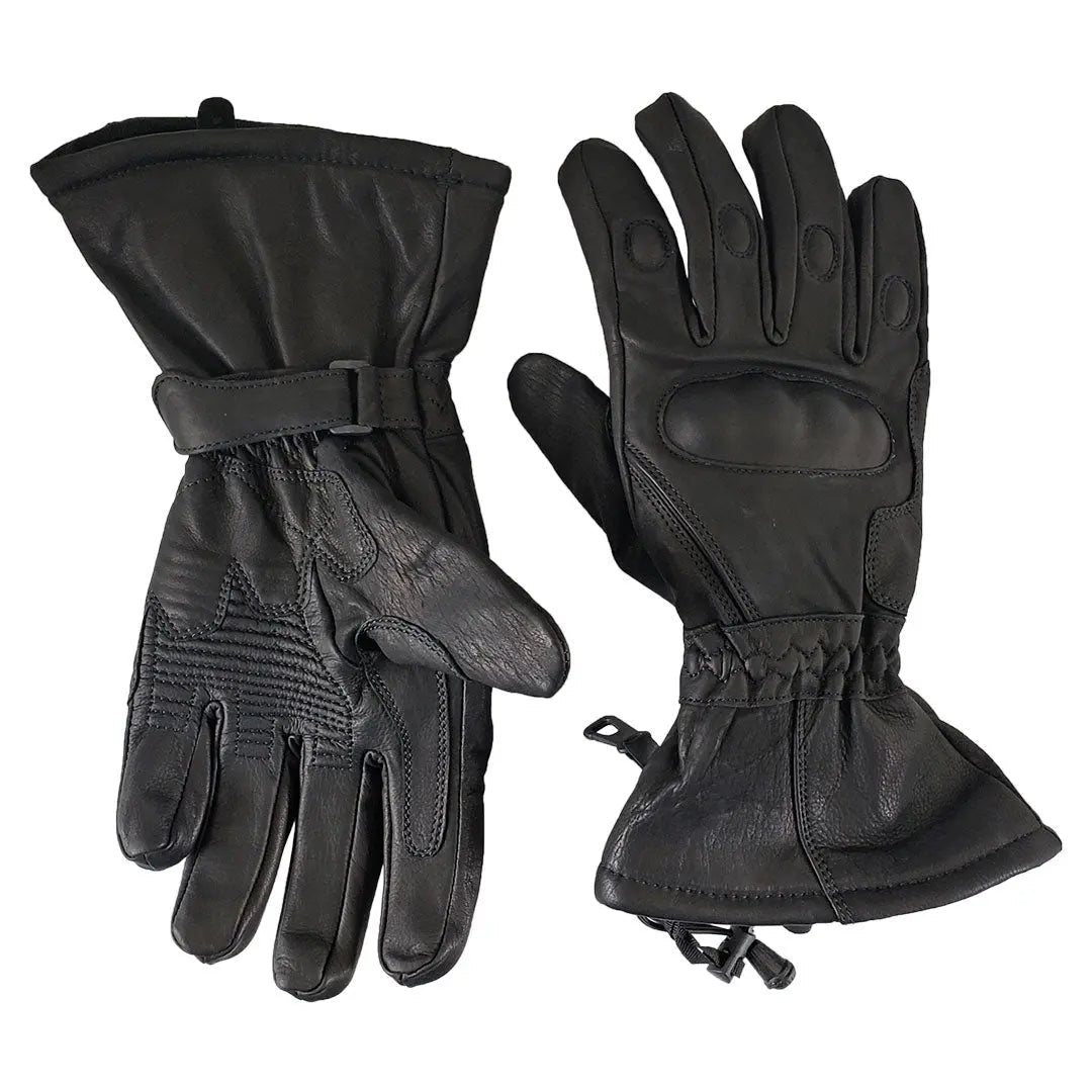 Open Road Men's Armored Gauntlet Leather Motorcycle Gloves - Velora Luxury Fashion
