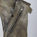 Open Road Men's Distressed Brown 4 Pocket Premium Leather Chaps - Velora Luxury Fashion