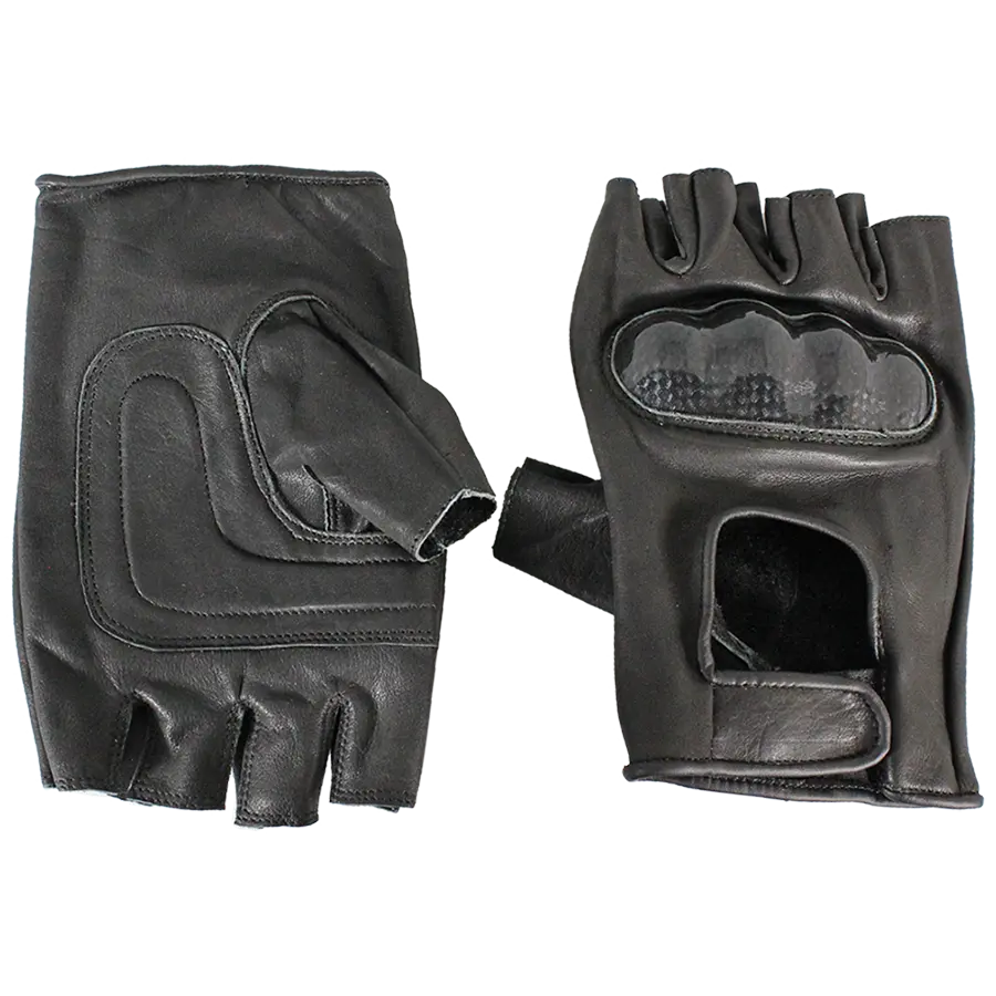 Open Road Men's Fingerless  Leather Motorcycle Gloves - Velora Luxury Fashion