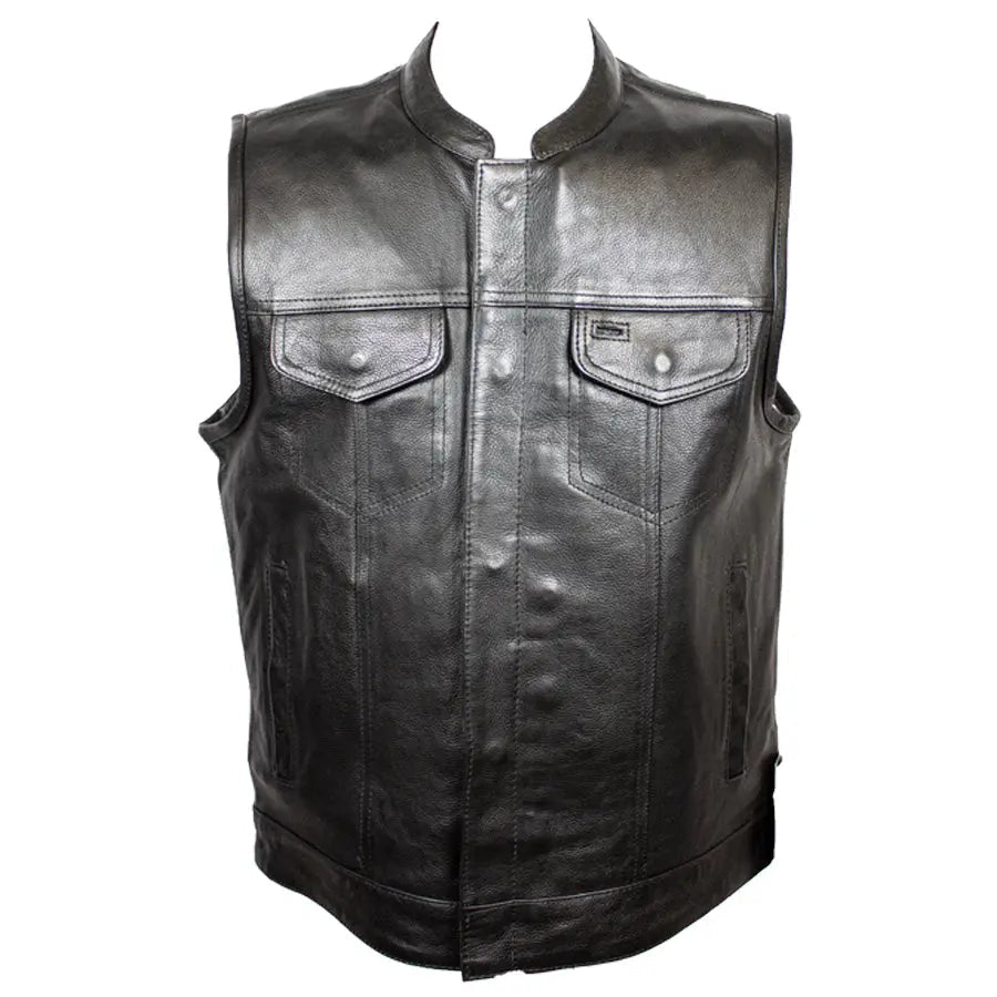 Open Road Men's Flannel Lined Leather Club Vest - Velora Luxury Fashion