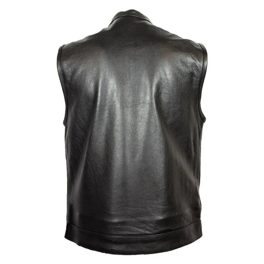 Open Road Men's Flannel Lined Leather Club Vest - Velora Luxury Fashion