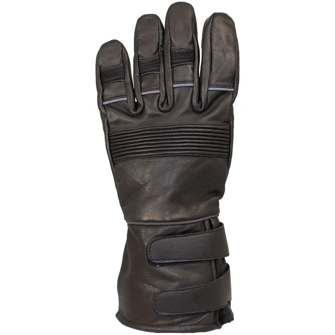 Open Road Men's Leather Motorcycle Gauntlet with Reflective Trim - Velora Luxury Fashion