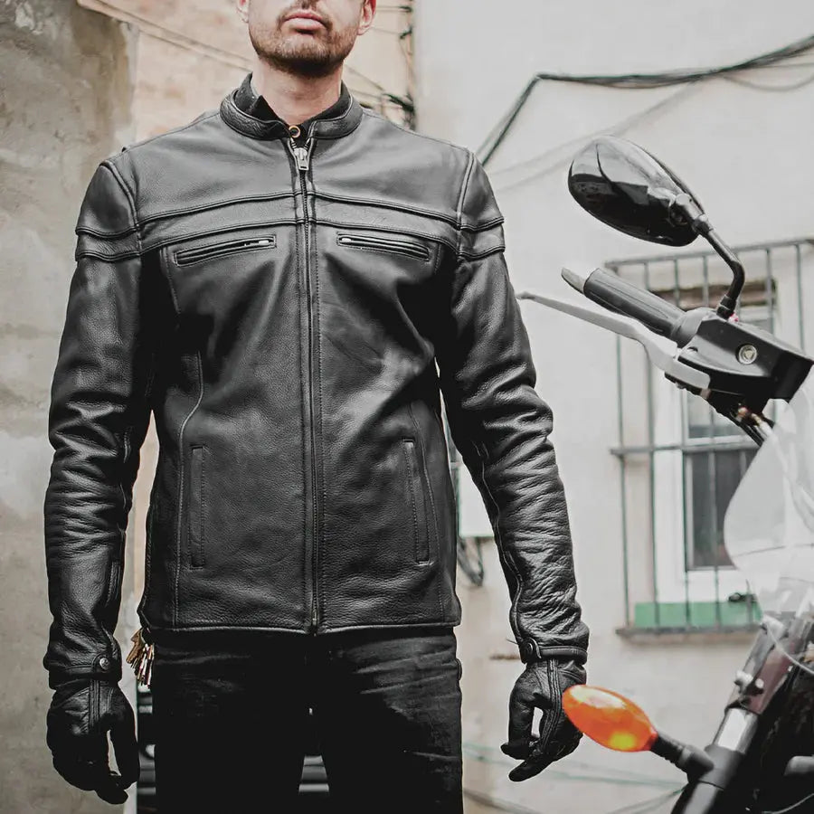 Open Road Men's Maverick Leather Motorcycle Jacket - Velora Luxury Fashion