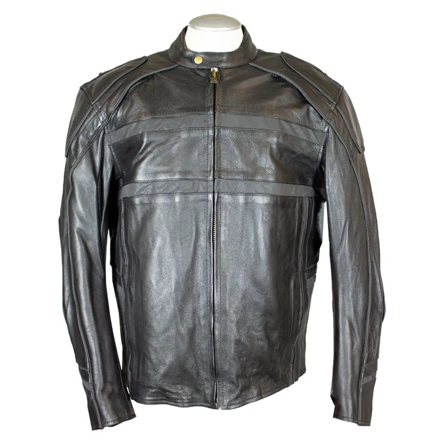 Open Road Men's Reflective Piping Leather Motorcycle Jacket - Velora Luxury Fashion