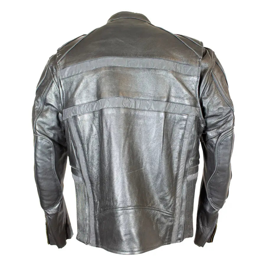 Open Road Men's Reflective Piping Leather Motorcycle Jacket - Velora Luxury Fashion