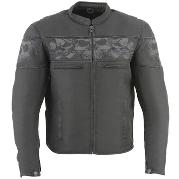 Open Road Men's Reflective Skull Cordura Motorcycle Jacket - Velora Luxury Fashion
