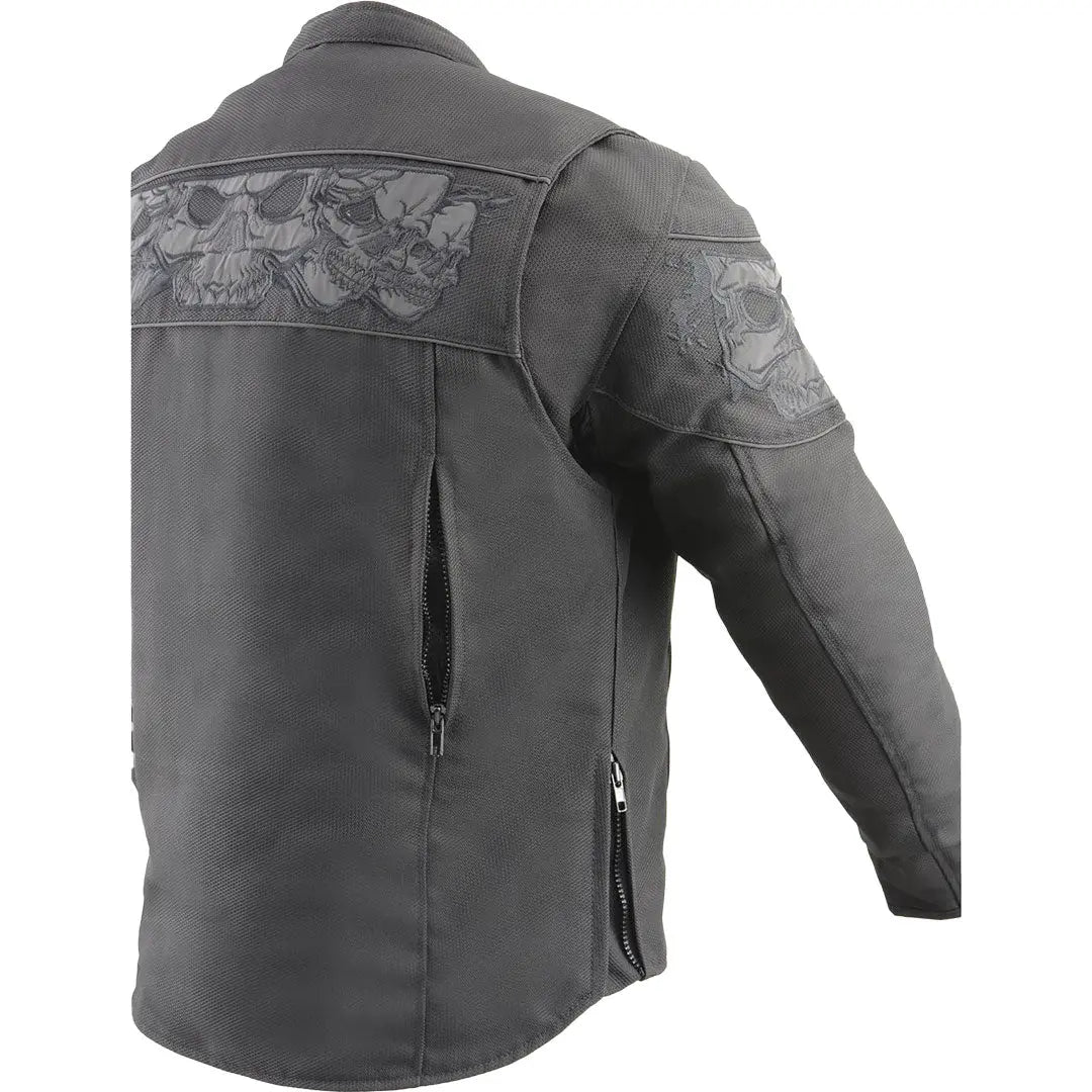 Open Road Men's Reflective Skull Cordura Motorcycle Jacket - Velora Luxury Fashion