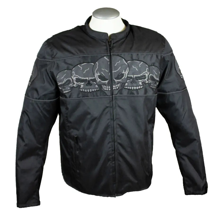 Open Road Men's Reflective Skull Textile Motorcycle Jacket - Velora Luxury Fashion