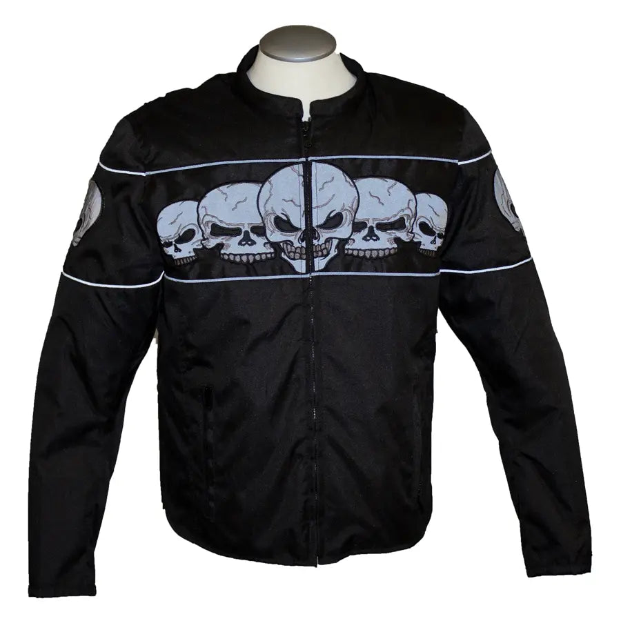 Open Road Men's Reflective Skull Textile Motorcycle Jacket - Velora Luxury Fashion