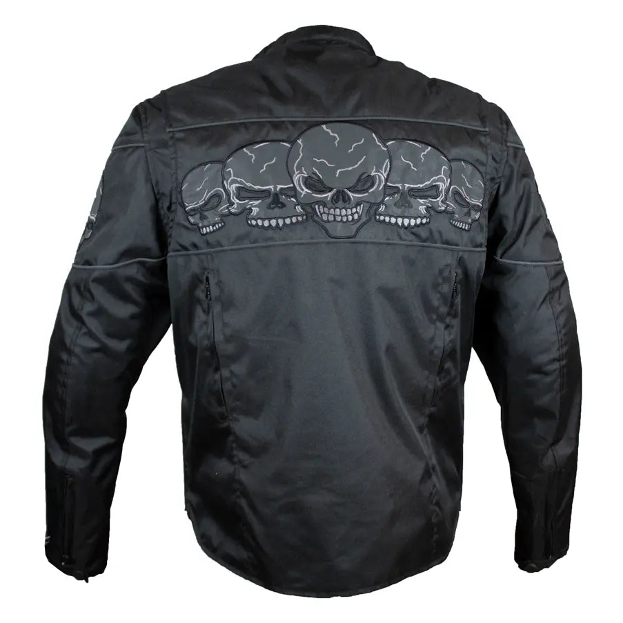 Open Road Men's Reflective Skull Textile Motorcycle Jacket - Velora Luxury Fashion