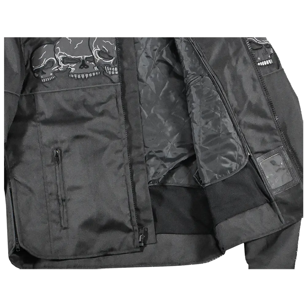 Open Road Men's Reflective Skull Textile Motorcycle Jacket - Velora Luxury Fashion