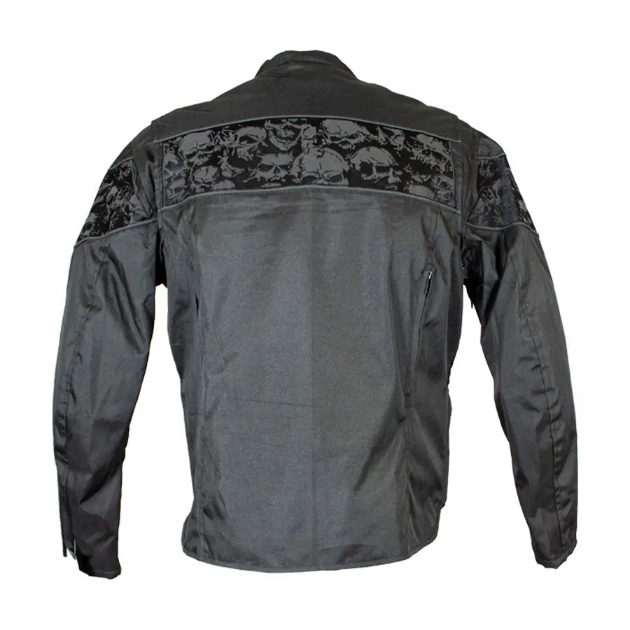 Open Road Men's Reflective Skull Textile Motorcycle Jacket - Velora Luxury Fashion
