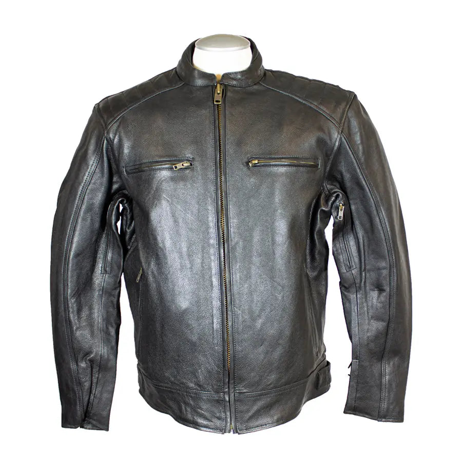 Open Road Men's Ribbed Padding Leather Motorcycle Jacket - Velora Luxury Fashion