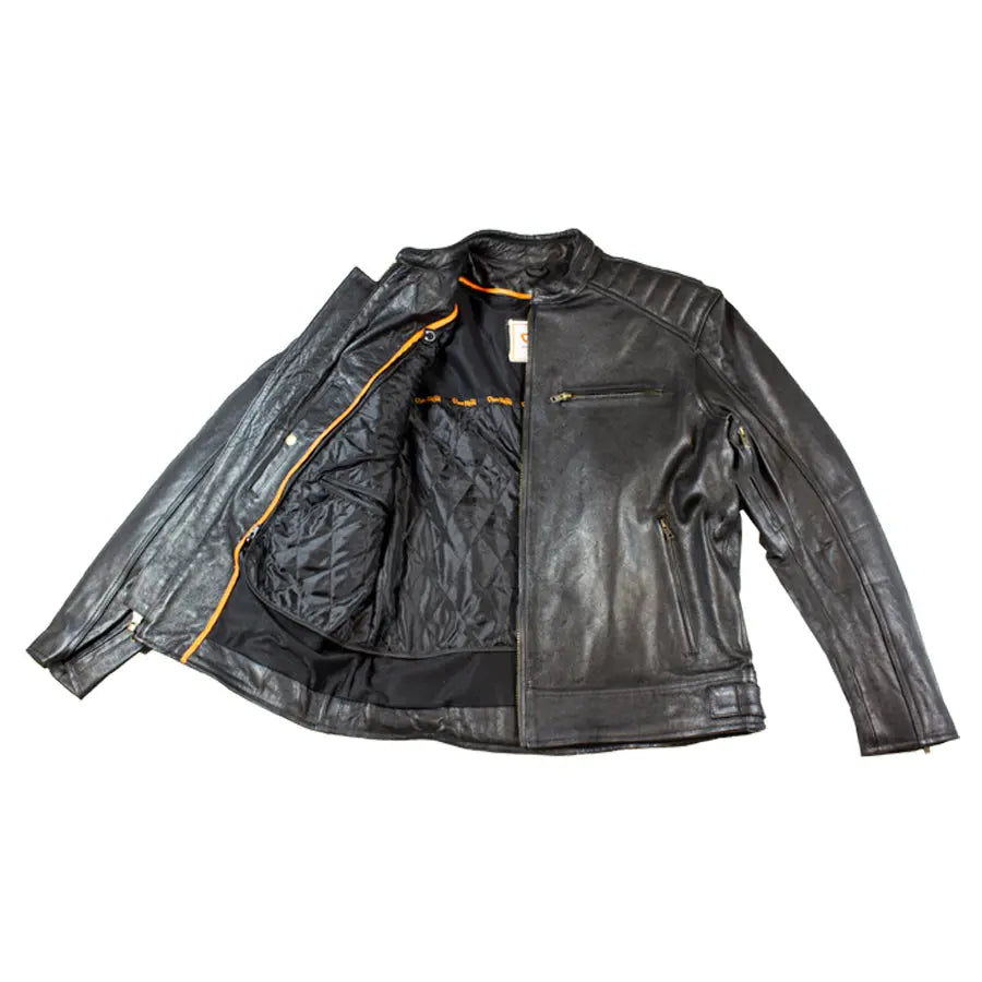 Open Road Men's Ribbed Padding Leather Motorcycle Jacket - Velora Luxury Fashion
