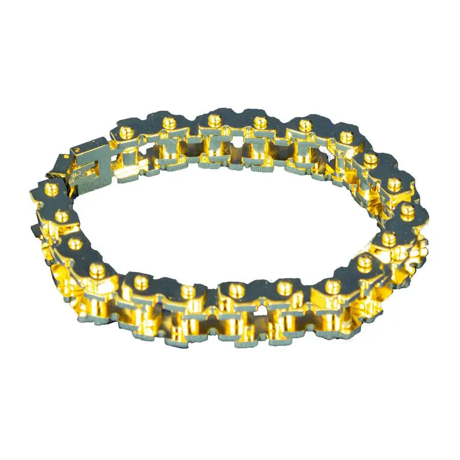 Open Road Men's Stainless Steel Gold Bike Chain Bracelet - Velora Luxury Fashion