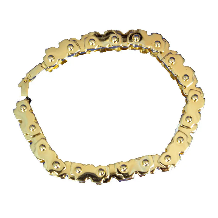 Open Road Men's Stainless Steel Gold Bike Chain Bracelet - Velora Luxury Fashion
