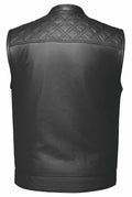 Open Road Men's Upside Leather with Black Stitched Diamonds Vest - Velora Luxury Fashion