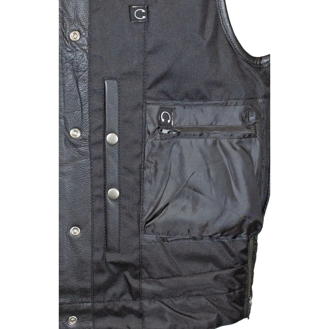 Open Road Men's Upside Leather with Black Stitched Diamonds Vest - Velora Luxury Fashion