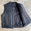 Open Road Men's Upside Leather with Blue Stitched Diamonds Vest - Velora Luxury Fashion