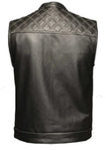 Open Road Men's Upside Leather with White Stitched Diamonds Vest - Velora Luxury Fashion