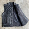 Open Road Men's Upside Leather with White Stitched Diamonds Vest - Velora Luxury Fashion