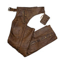 Open Road Men's Vintage Brown 4 Pocket Premium Leather Chaps - Velora Luxury Fashion