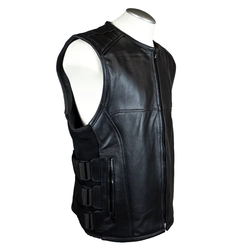 Open Road Men's Zip-Up Tactical Leather Vest - Velora Luxury Fashion
