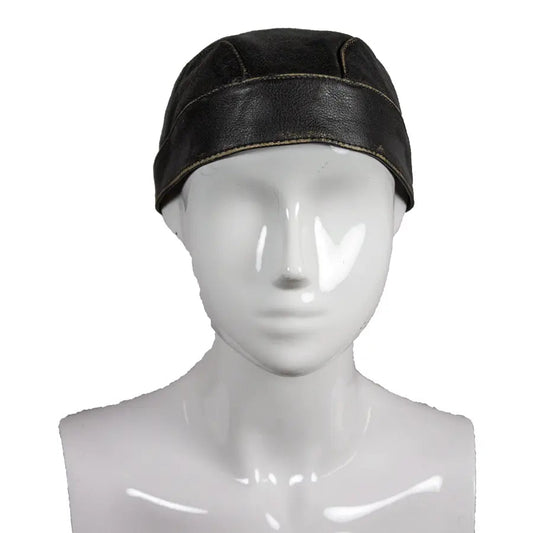Open Road Rub Off Brown Leather Skull Cap Boutique of Leathers/Open Road