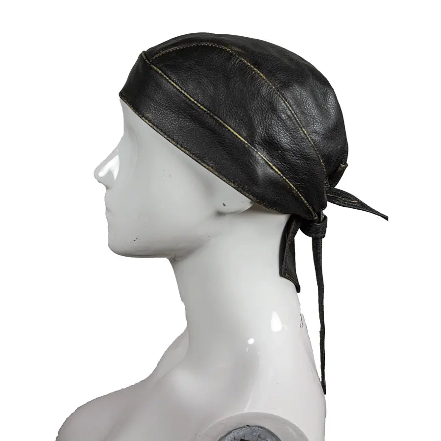 Open Road Rub Off Brown Leather Skull Cap Boutique of Leathers/Open Road