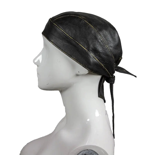 Open Road Rub Off Brown Leather Skull Cap Boutique of Leathers/Open Road