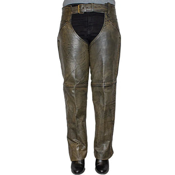 Open Road Women's Distressed Brown Leather Chaps - Velora Luxury Fashion