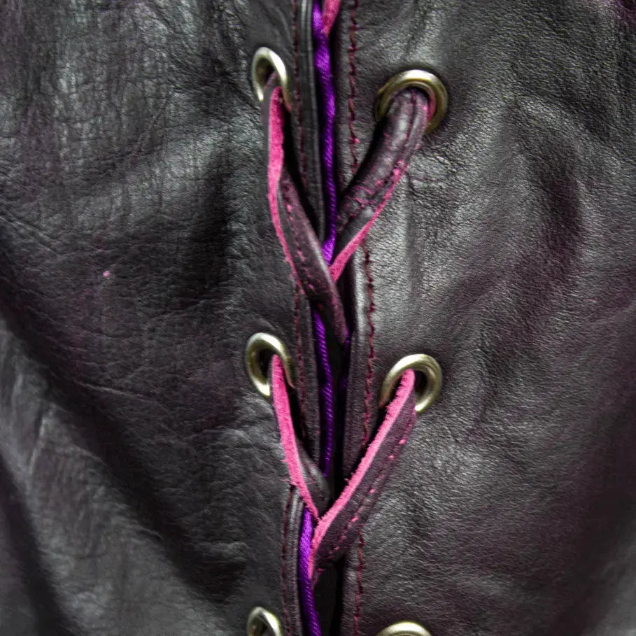 Open Road Women's Lace Side Leather Vest - Velora Luxury Fashion