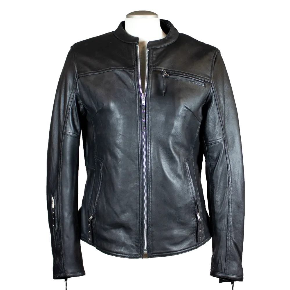 Open Road Women's Racer Leather Motorcycle Jacket - Velora Luxury Fashion