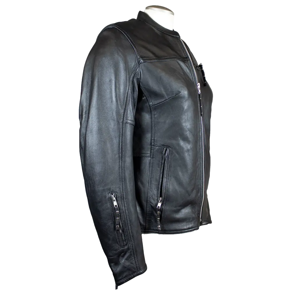 Open Road Women's Racer Leather Motorcycle Jacket - Velora Luxury Fashion