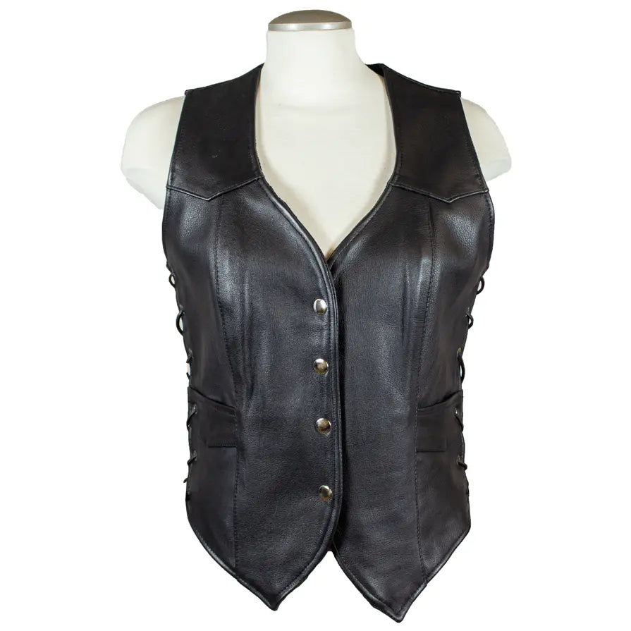 Open Road Women's Western Style Leather Vest - Velora Luxury Fashion