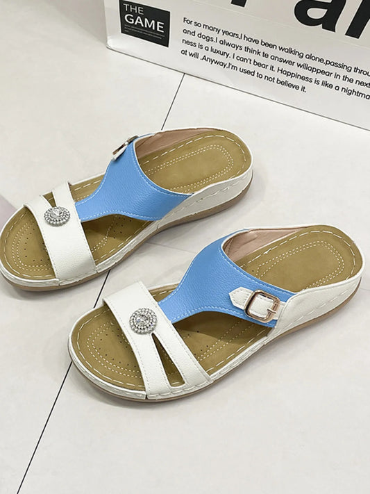 Open Toe Contrast Sandals - Velora Luxury Fashion