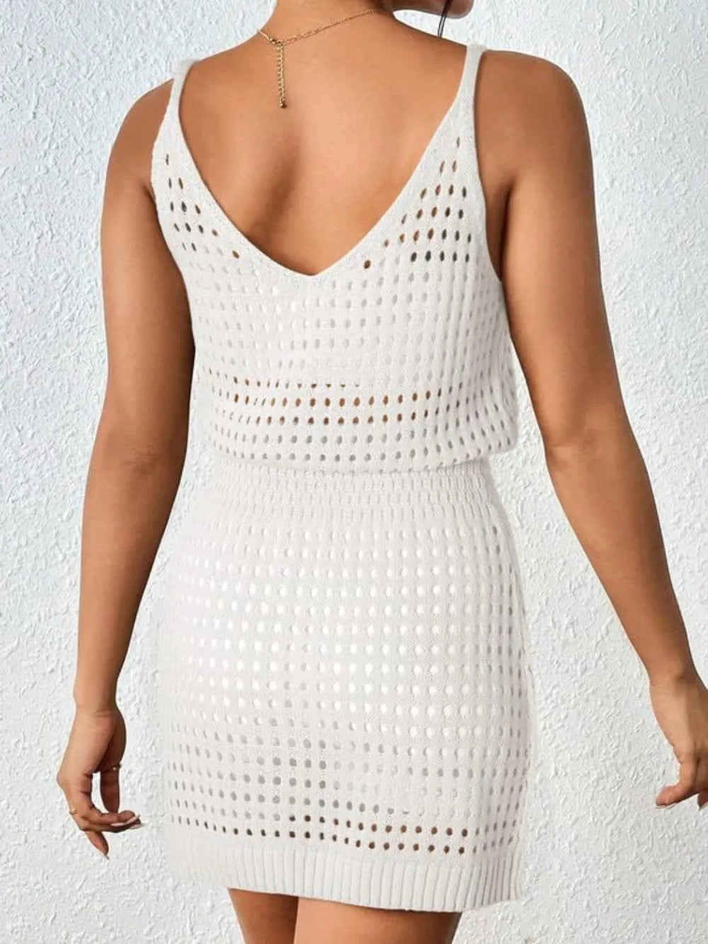 Openwork V-Neck Sleeveless Cover Up Dress - Velora Luxury Fashion