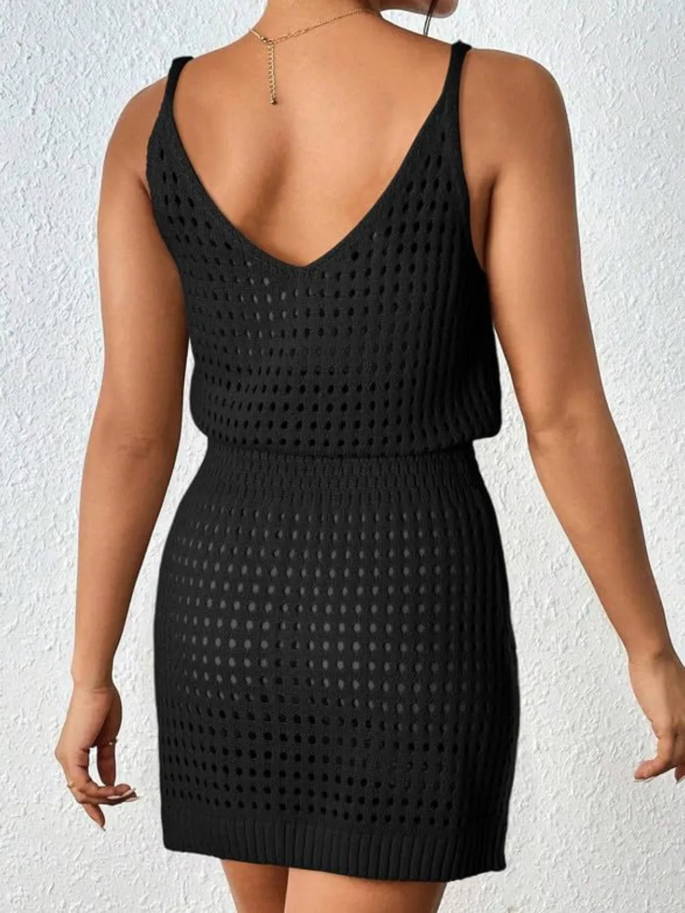 Openwork V-Neck Sleeveless Cover Up Dress - Velora Luxury Fashion