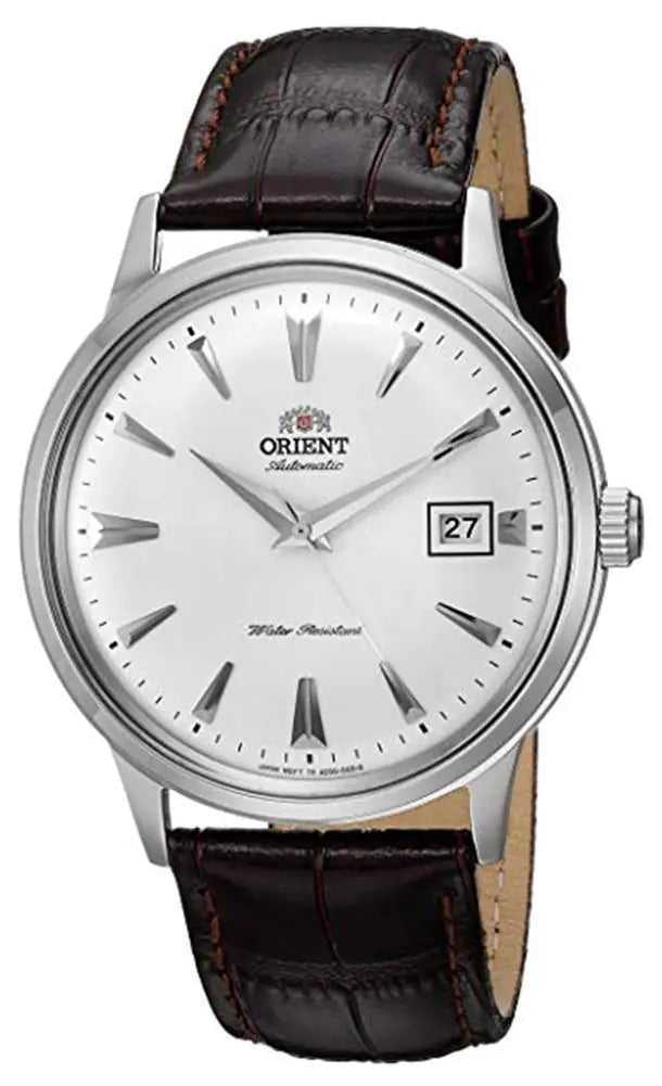 Orient Mens Hand-Winding Automatic Japanese Stainless Steel Leather Wrist Watch for Men with Date Display - Luxury 2nd Gen Bambino Version I - 40.5mm Case Diameter - Velora Luxury Fashion
