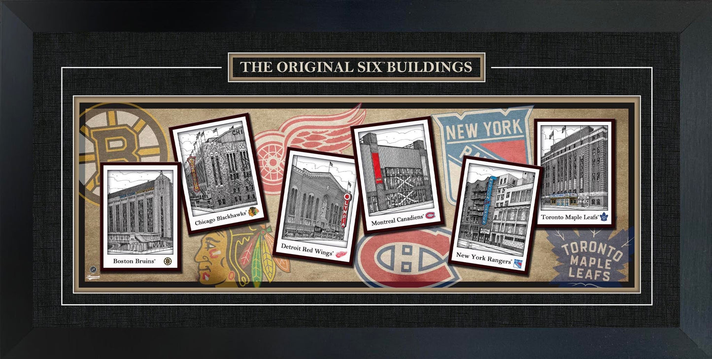 Original Six Buildings 16X35 Framed Print - Velora Luxury Fashion