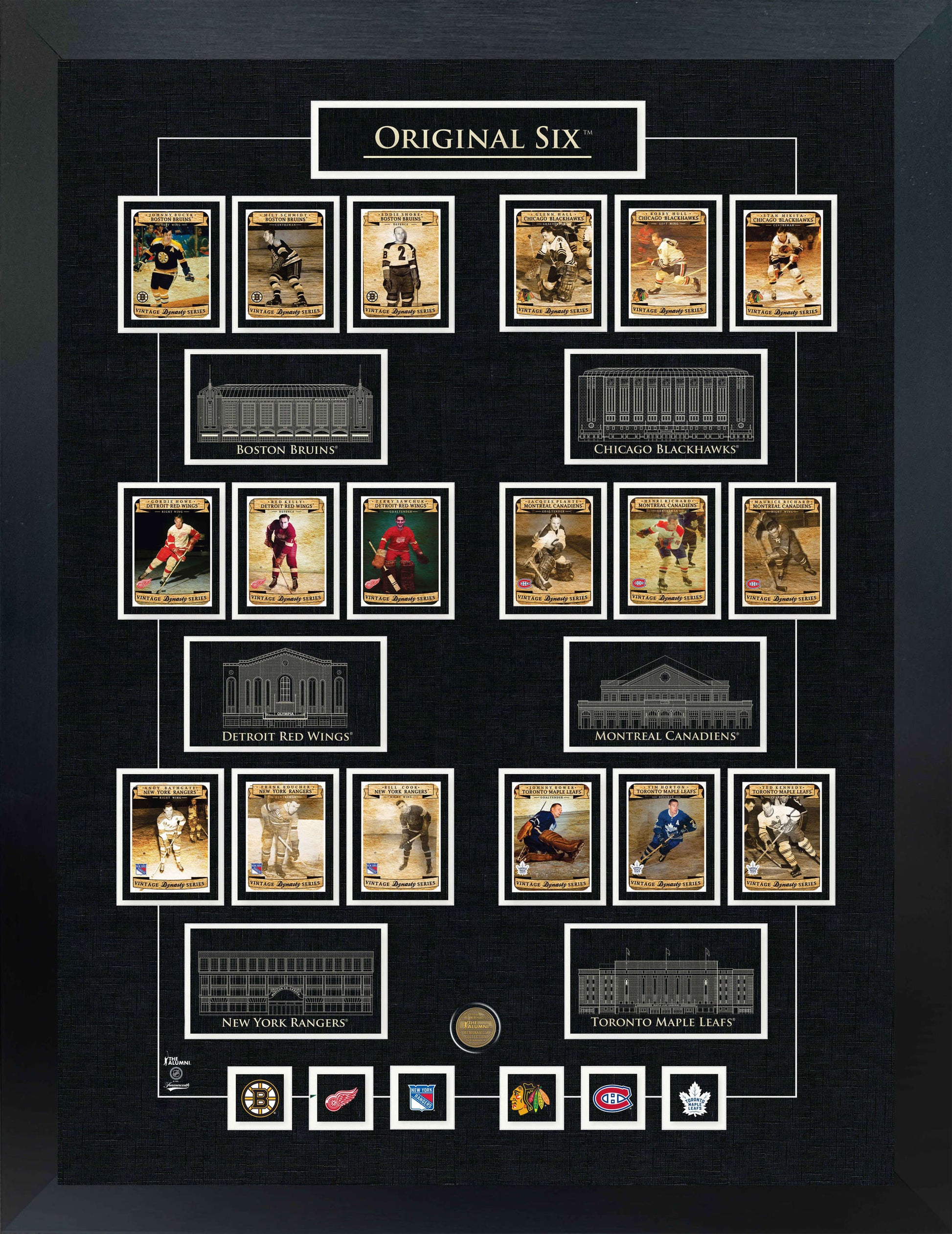 Original Six Collage Framed With 6 Pins - Velora Luxury Fashion