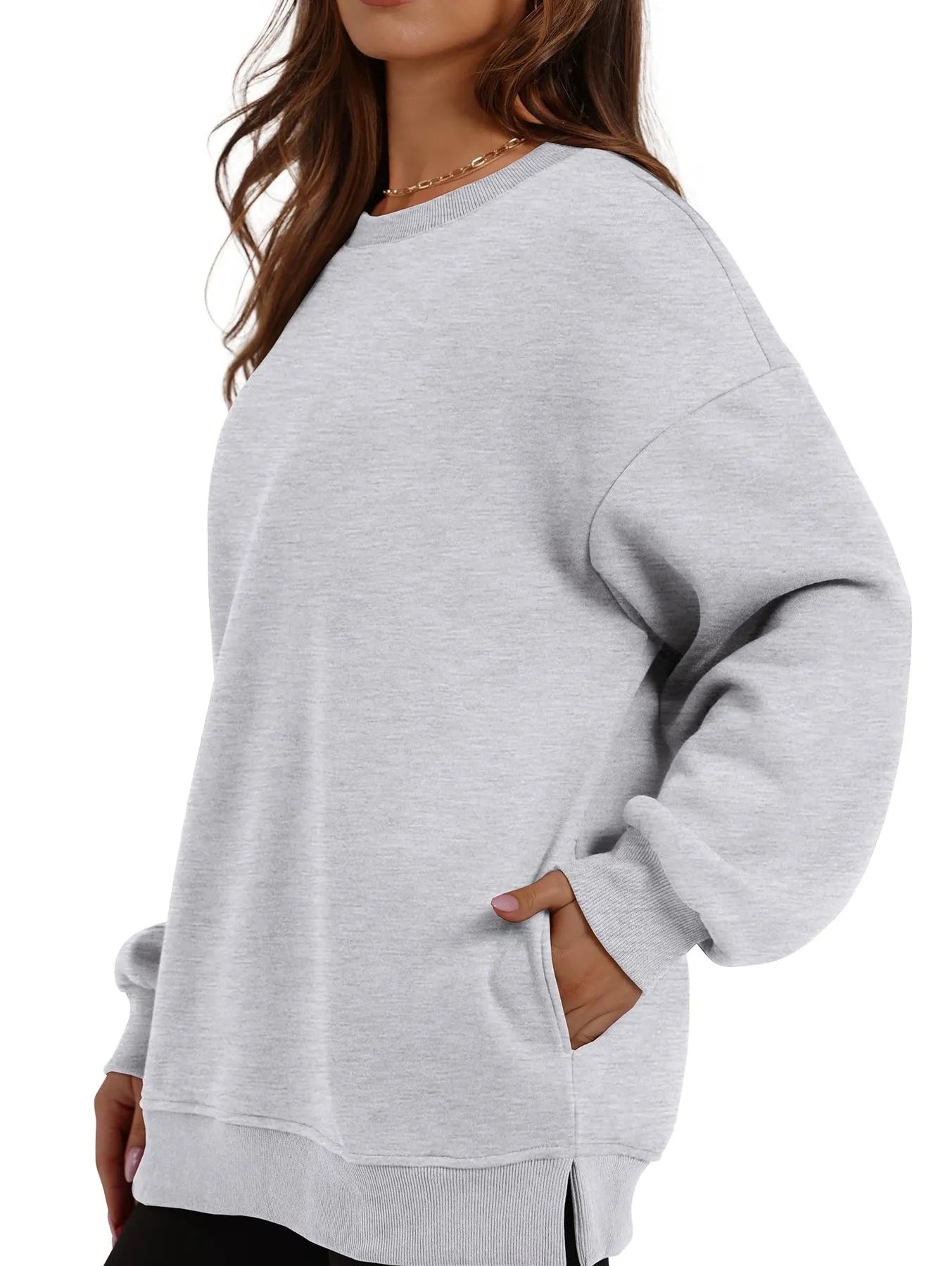 Oversized Long Sleeve Crewneck Sweatshirt - Velora Luxury Fashion