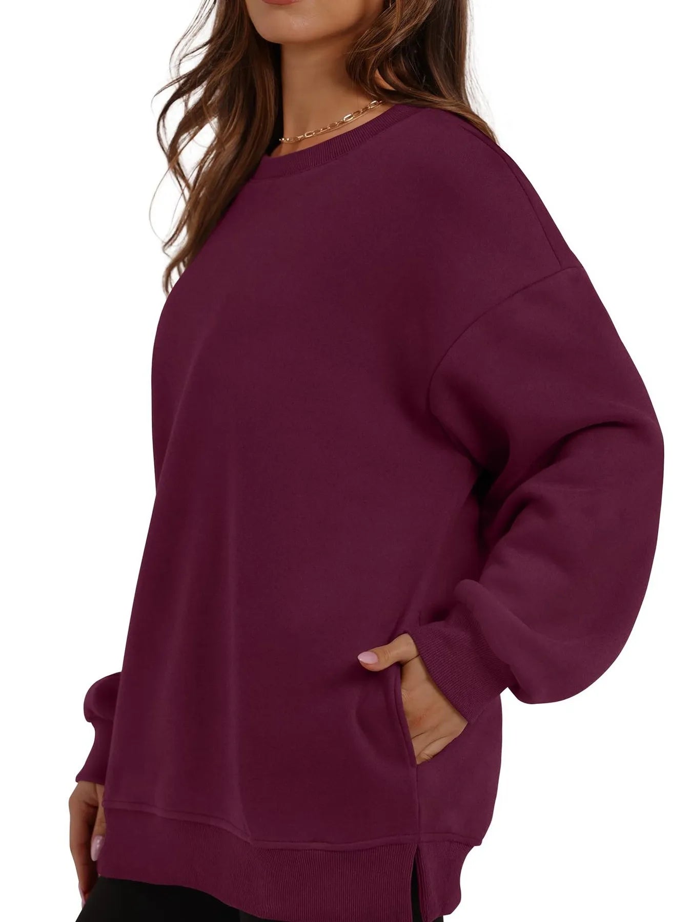 Oversized Long Sleeve Crewneck Sweatshirt - Velora Luxury Fashion