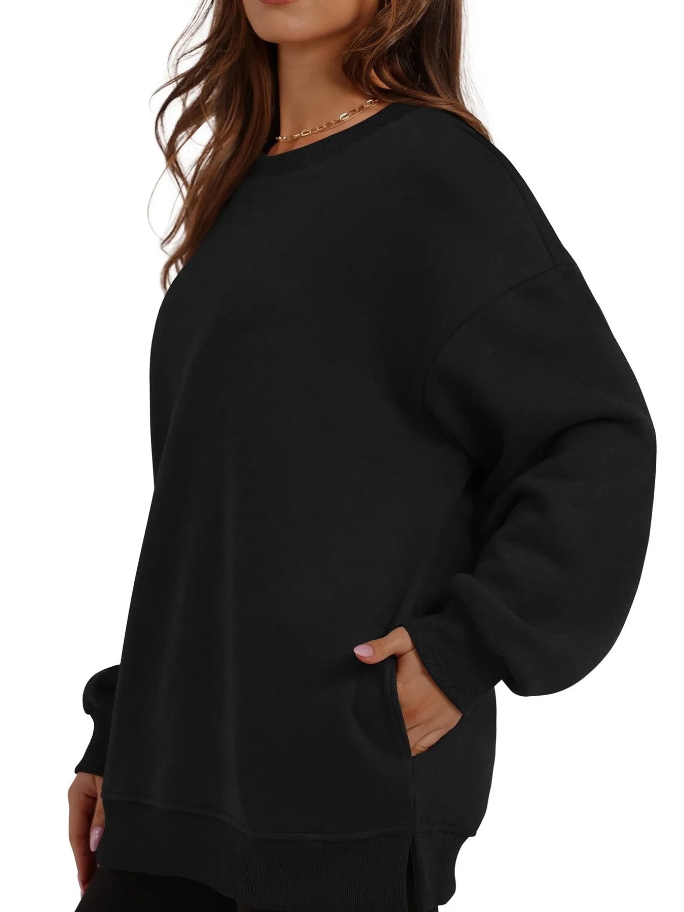 Oversized Long Sleeve Crewneck Sweatshirt - Velora Luxury Fashion